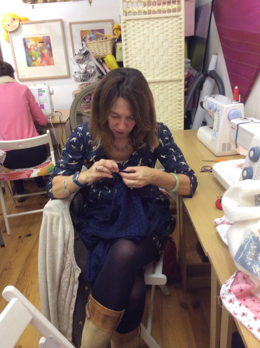 My concentration face - hand sewing the zip on the mammoth saga that is my lace dress