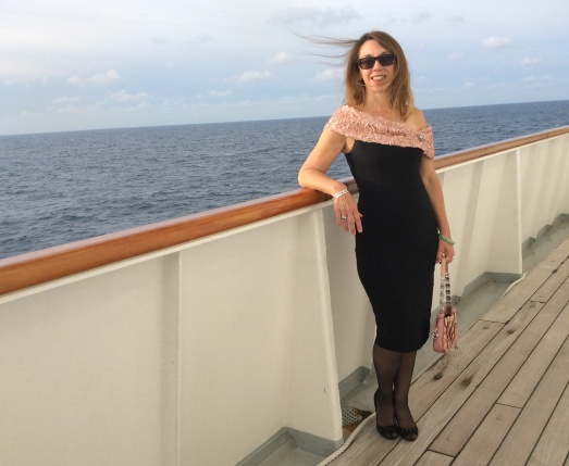 My 54th birthday - somewhere in the bay of Biscay. Dress from ENVY Arundel